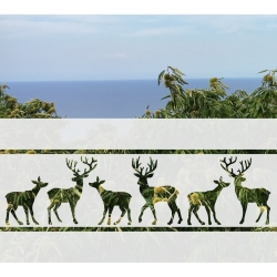 ROZ35 90x47 naklejka na okno wzory zwierzęce - sarny, jelenie, łosie